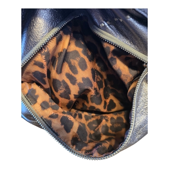 B. Makowsky Metallic Silver Leather Top Handle Shoulder Bag - Picture 12 of 15